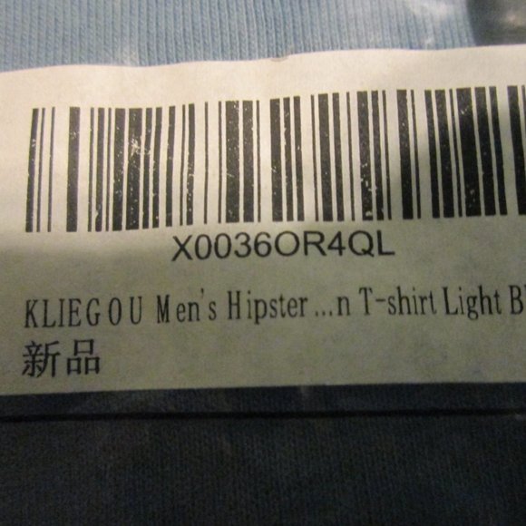 KLIEGOU Original Design Men's size L Hipster Hip Hop Hoodie Cotton T-Shirt Blue - Picture 3 of 4